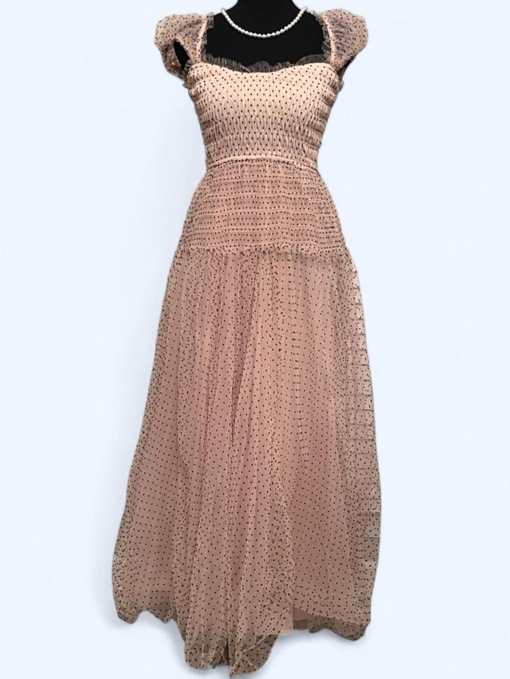 MABLE Dusty Pink Polka Dot Maxi Dress